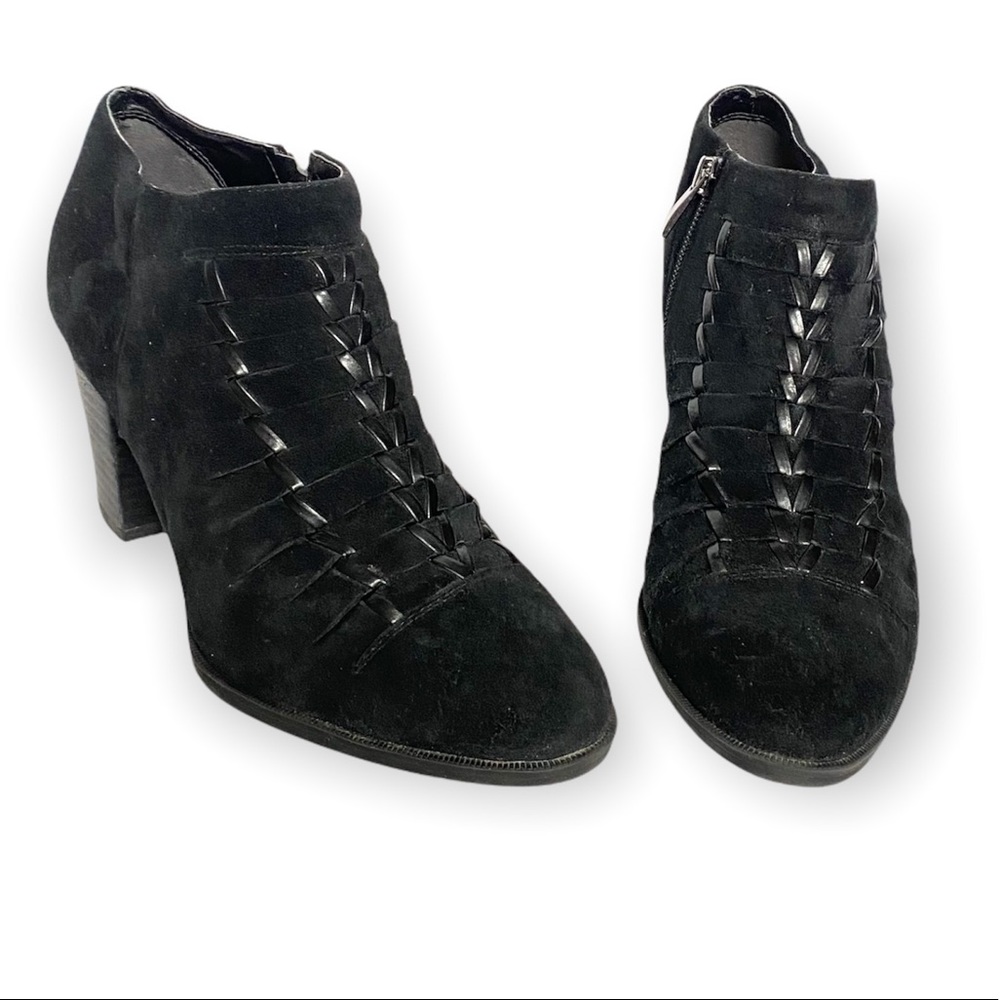 FRANCO SARTO | Dimona Black Suede Ankle Heel Booties